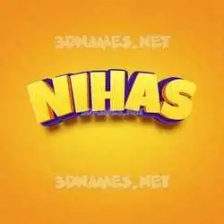 nihas in Orange Toon style - 3D name wallpaper
