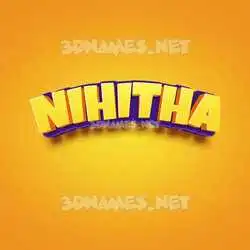 nihitha in Orange Toon style - 3D name wallpaper