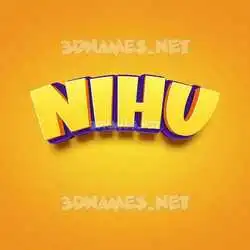 nihu in Orange Toon style - 3D name wallpaper