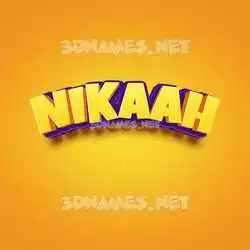 nikaah in Orange Toon style - 3D name wallpaper