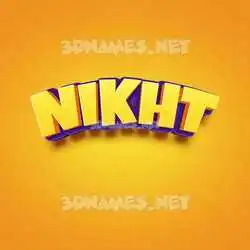 nikht in Orange Toon style - 3D name wallpaper