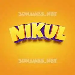 nikul in Orange Toon style - 3D name wallpaper