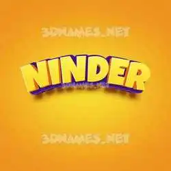 ninder in Orange Toon style - 3D name wallpaper
