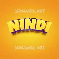nindi in Orange Toon style - 3D name wallpaper