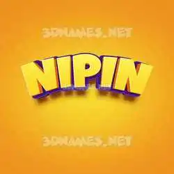 nipin in Orange Toon style - 3D name wallpaper