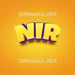 nir in Orange Toon style - 3D name wallpaper