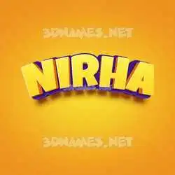 nirha in Orange Toon style - 3D name wallpaper