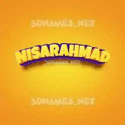 nisarahmad in Orange Toon style - 3D name wallpaper