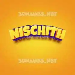 nischith in Orange Toon style - 3D name wallpaper