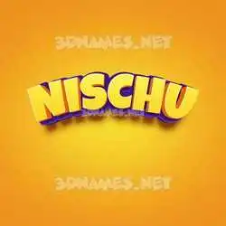 nischu in Orange Toon style - 3D name wallpaper