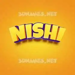 nishi in Orange Toon style - 3D name wallpaper