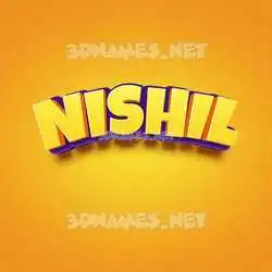 nishil in Orange Toon style - 3D name wallpaper