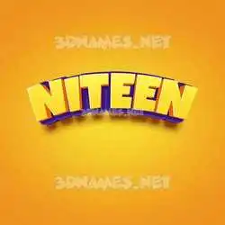 niteen in Orange Toon style - 3D name wallpaper