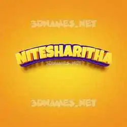nitesharitha in Orange Toon style - 3D name wallpaper