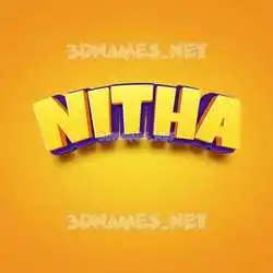 nitha in Orange Toon style - 3D name wallpaper