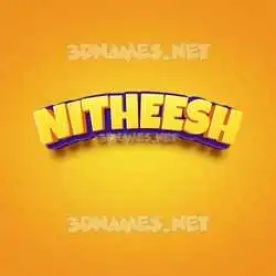 nitheesh in Orange Toon style - 3D name wallpaper