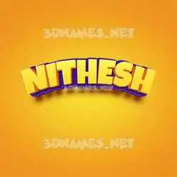 nithesh in Orange Toon style - 3D name wallpaper