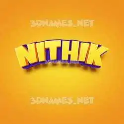 nithik in Orange Toon style - 3D name wallpaper