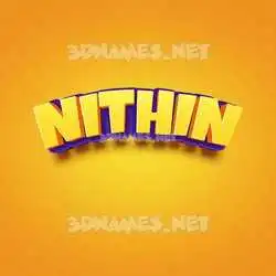 nithin in Orange Toon style - 3D name wallpaper