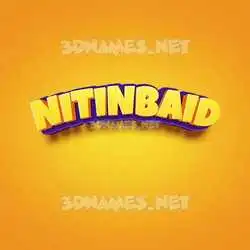 nitinbaid in Orange Toon style - 3D name wallpaper