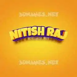 nitish raj in Orange Toon style - 3D name wallpaper