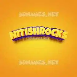 nitishrocks in Orange Toon style - 3D name wallpaper