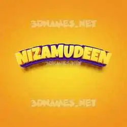 nizamudeen in Orange Toon style - 3D name wallpaper