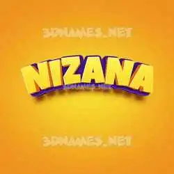 nizana in Orange Toon style - 3D name wallpaper