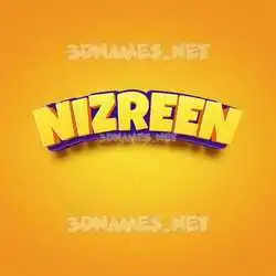 nizreen in Orange Toon style - 3D name wallpaper