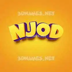 njod in Orange Toon style - 3D name wallpaper