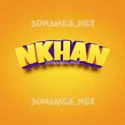 nkhan in Orange Toon style - 3D name wallpaper