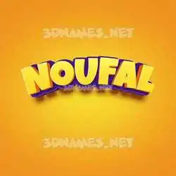 noufal in Orange Toon style - 3D name wallpaper