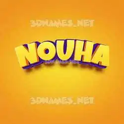 nouha in Orange Toon style - 3D name wallpaper