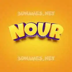 nour in Orange Toon style - 3D name wallpaper