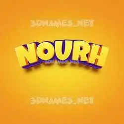 nourh in Orange Toon style - 3D name wallpaper
