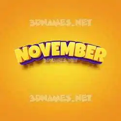 november in Orange Toon style - 3D name wallpaper