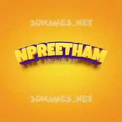 npreetham in Orange Toon style - 3D name wallpaper