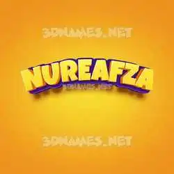 nureafza in Orange Toon style - 3D name wallpaper