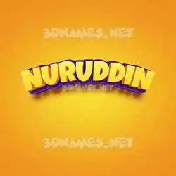 nuruddin in Orange Toon style - 3D name wallpaper