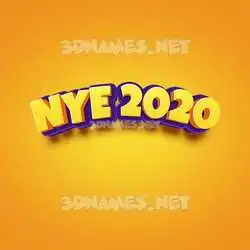 nye 2020 in Orange Toon style - 3D name wallpaper