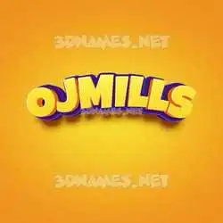 ojmills in Orange Toon style - 3D name wallpaper
