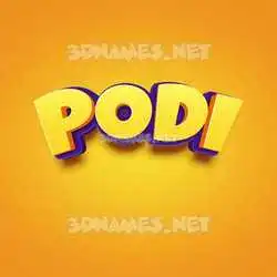 podi in Orange Toon style - 3D name wallpaper