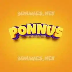 ponnus in Orange Toon style - 3D name wallpaper