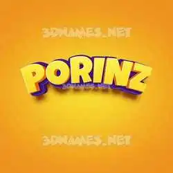 porinz in Orange Toon style - 3D name wallpaper