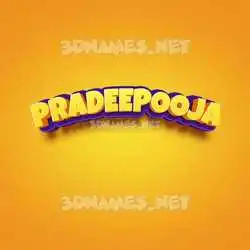 pradeepooja in Orange Toon style - 3D name wallpaper