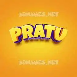 pratu in Orange Toon style - 3D name wallpaper