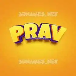 prav in Orange Toon style - 3D name wallpaper