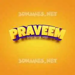 praveem in Orange Toon style - 3D name wallpaper