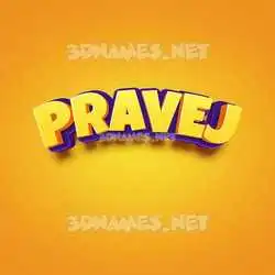 pravej in Orange Toon style - 3D name wallpaper