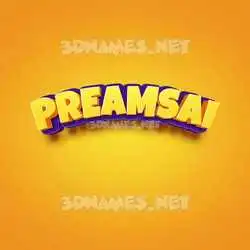 preamsai in Orange Toon style - 3D name wallpaper